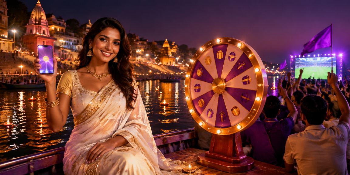Evening view of Varanasi ghat with roulette game concept